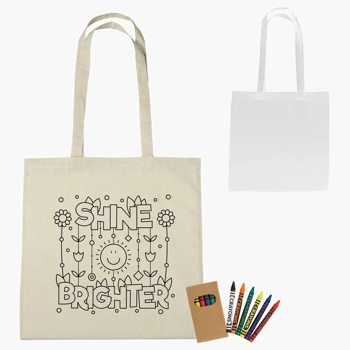 100% Cotton Coloring Tote Bag With Crayons Questions & Answers